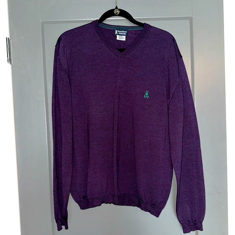Psycho Bunny Purple V-Neck Sweater